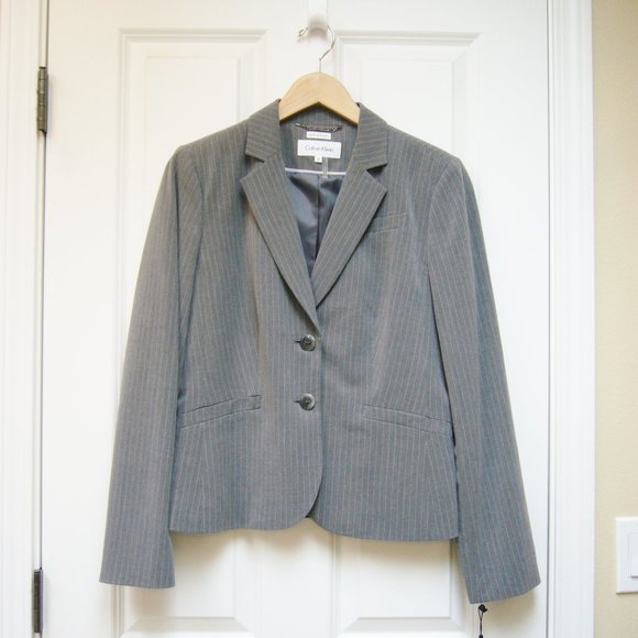 Calvin Klein Jackets \u0026 Coats | New Calvin Klein Blazer Suit Jacket Pinstripe | Color: Gray | Size: 8 | Supertimes's Closet